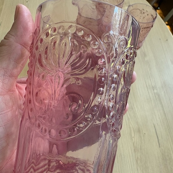 Anthropologie Large Pink Bohemian Glass Tumblers (Set of 6) - Picture 11 of 11